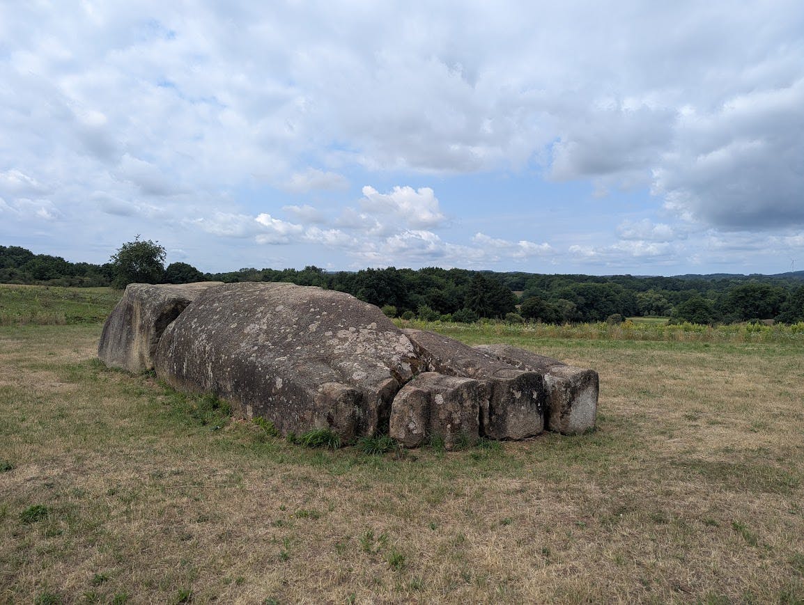 Skulptur eines großen Fußes auf einer Wiese