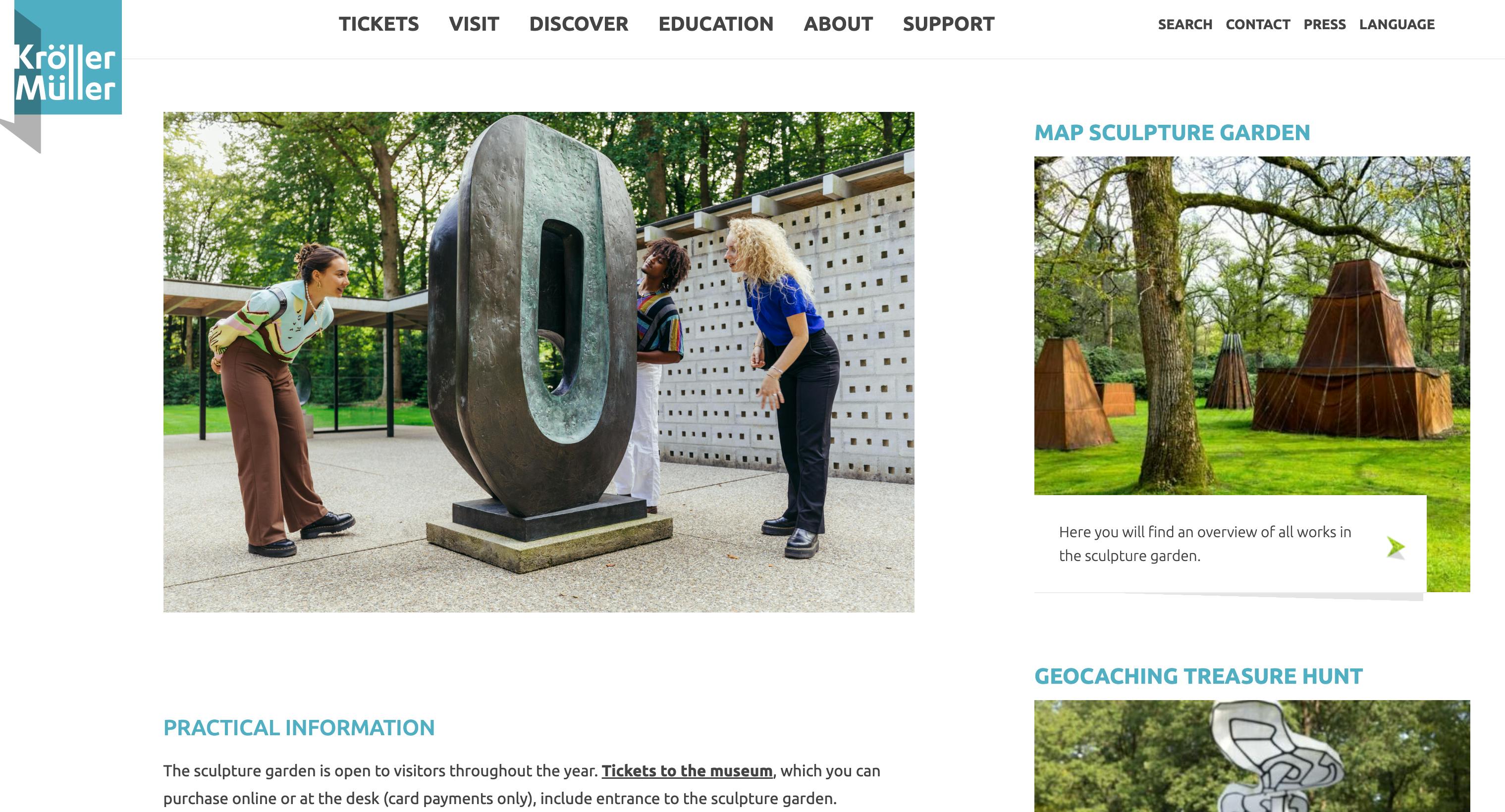 Screenshot von der Website des Kröller-Müller-Museums