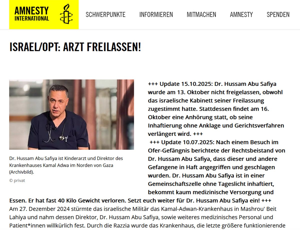 Screenshot eines Beitrags von Amnesty International