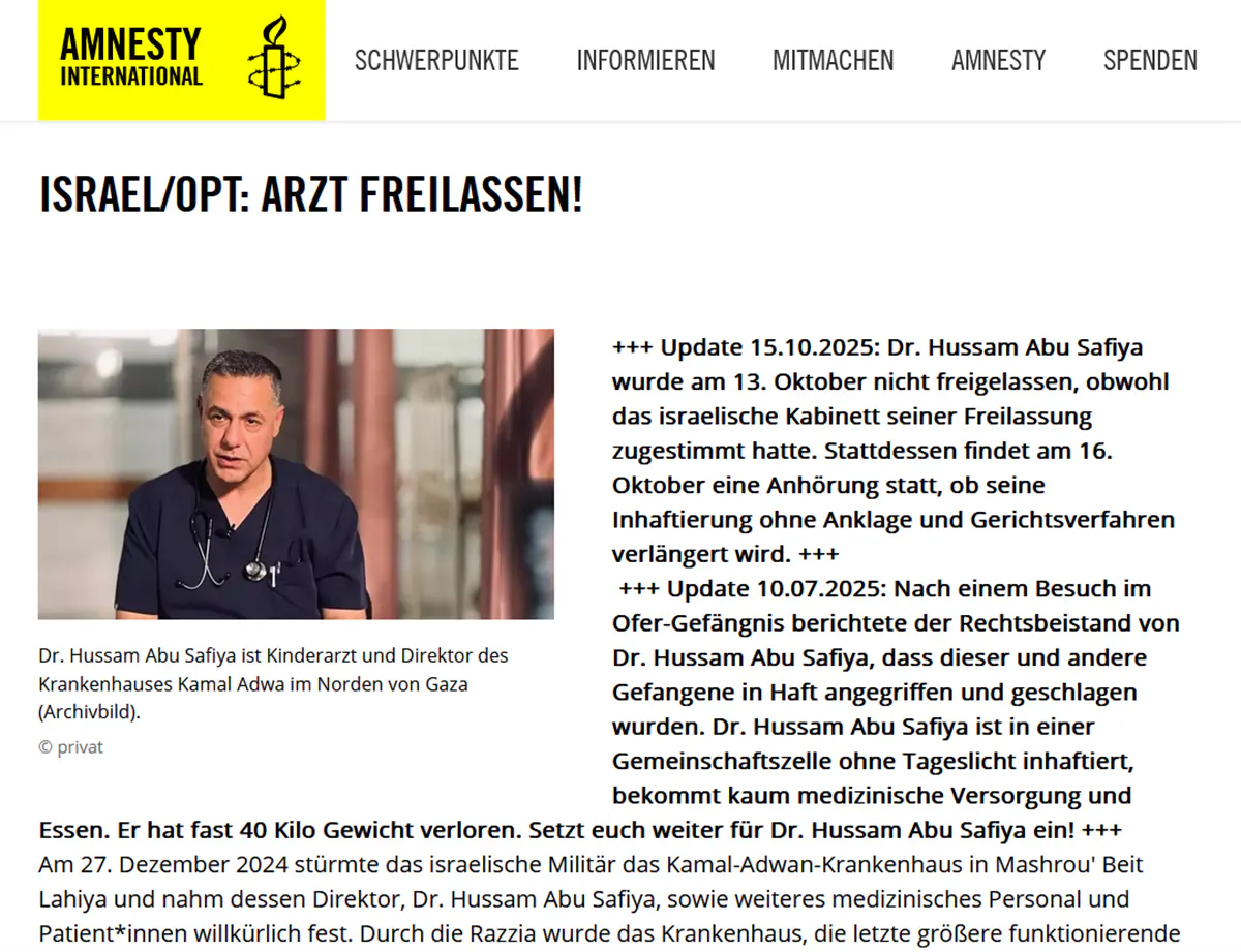 Screenshot eines Beitrags von Amnesty International