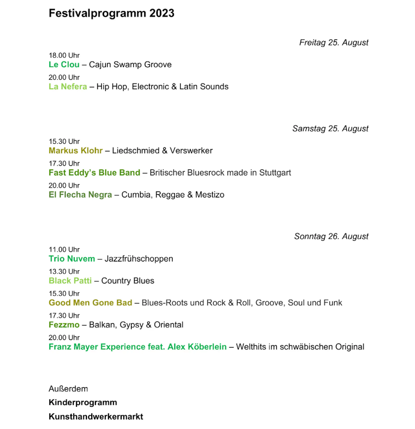 Programm des 38. Lab-Festivals von 25. bis 27. August auf dem Berger Festplatz