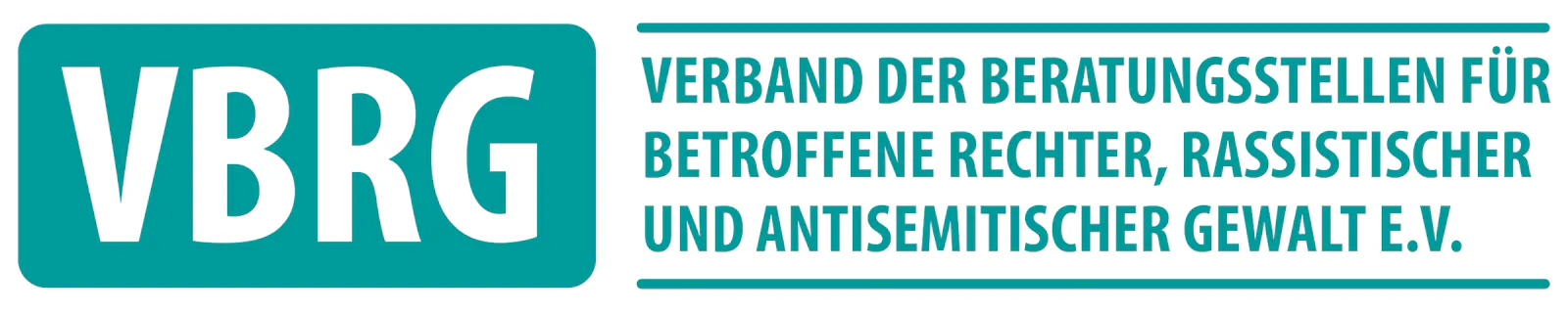 Das Logo des Vereins VBRG, Verband der Beratungsstellen für Betroffene rechter, rassistischer und antisemitischer Gewalt e.V.