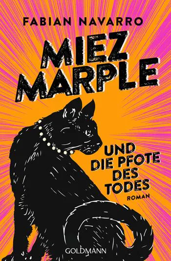 Eine Katze mit Perlenkette auf dem Cover des Buchs "Miez Marple und die Pfote des Todes"