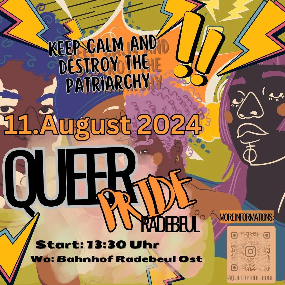 Ankündigung der zweiten Queer Pride in Radebeul am 11.08.2024.