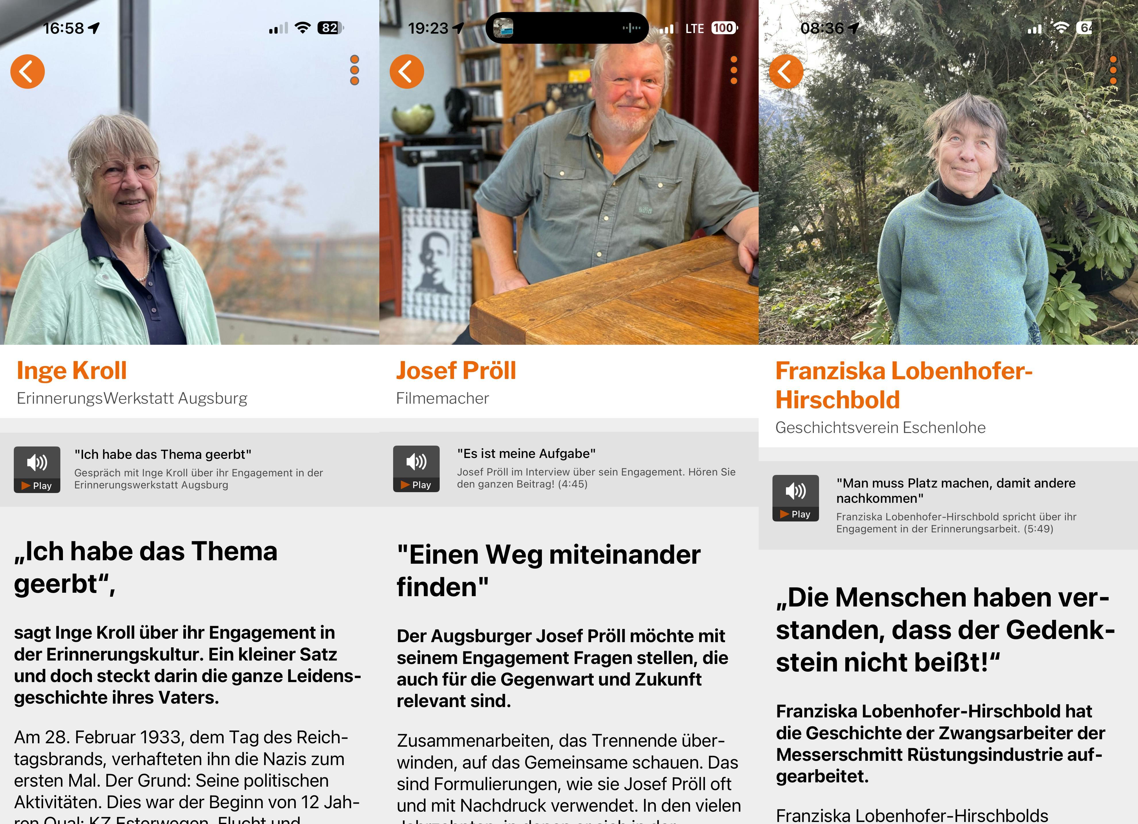 Die Porträts in der App „BayernHistory”.