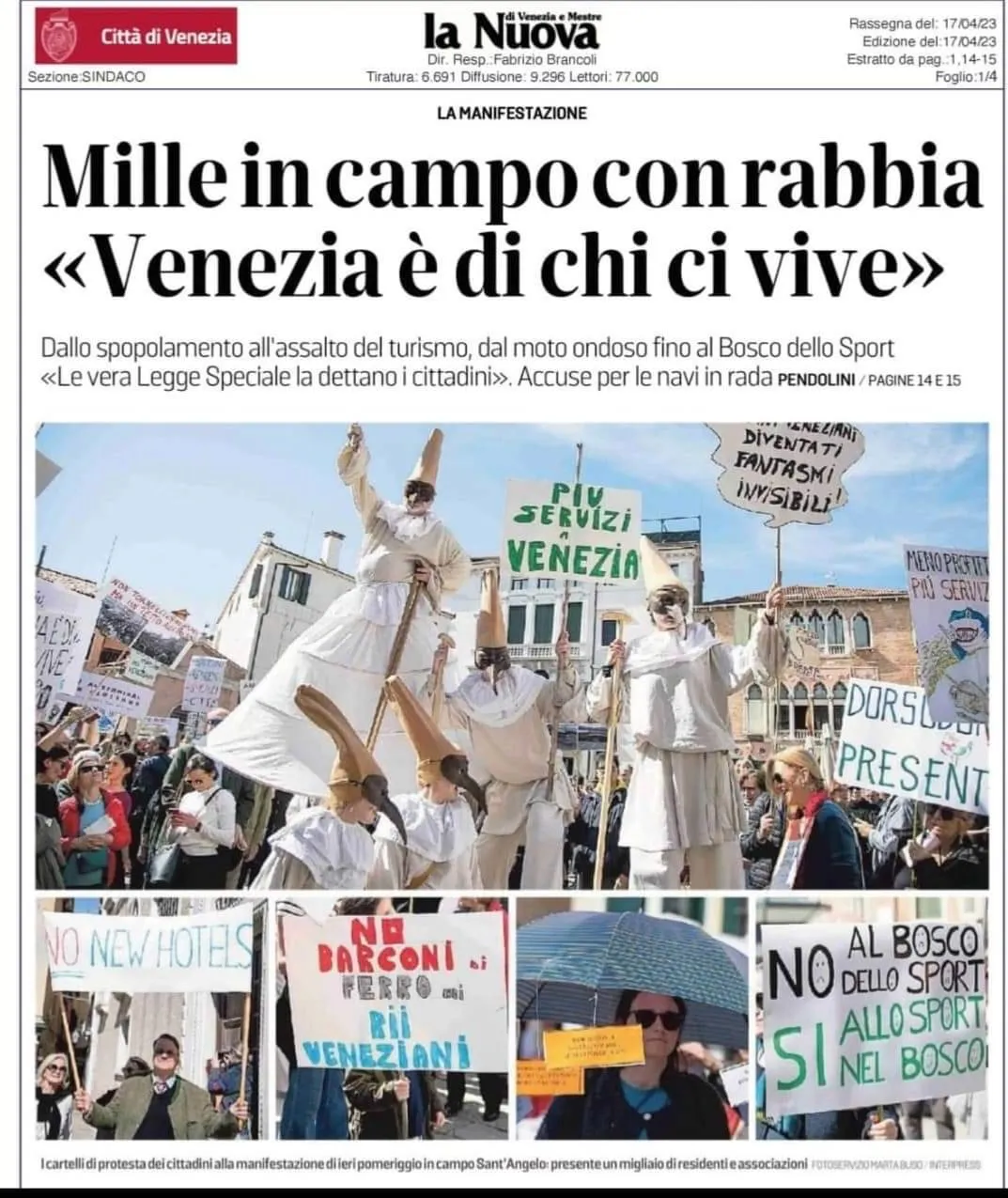 Artikel aus La Nuova über die Demonstration