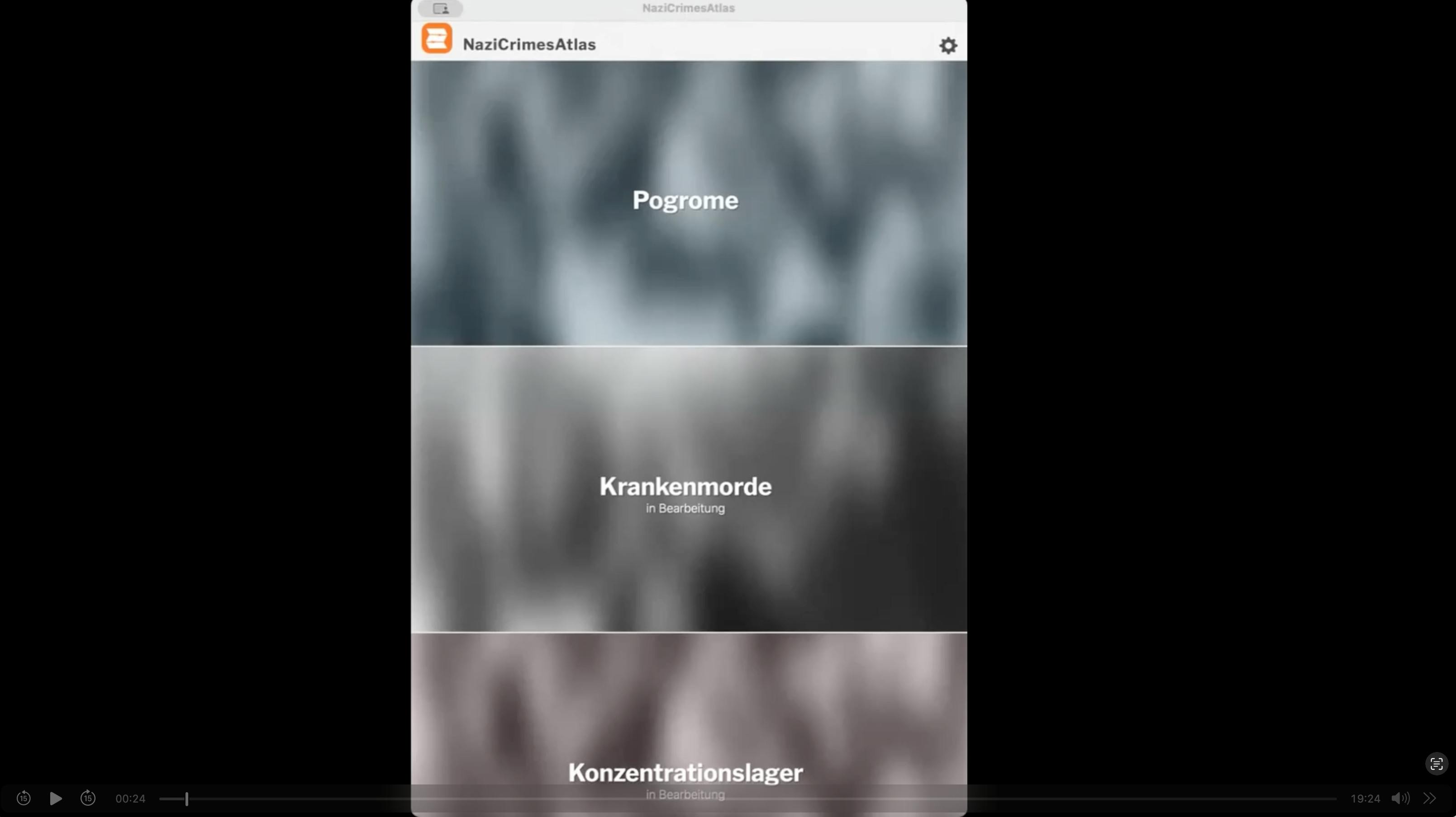 Screenshot der Online-Schulung Videos zum Nazi Crimes Atlas.