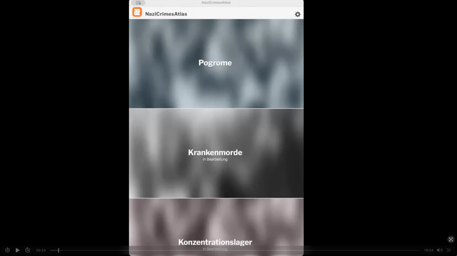 Screenshot der Online-Schulung Videos zum Nazi Crimes Atlas.