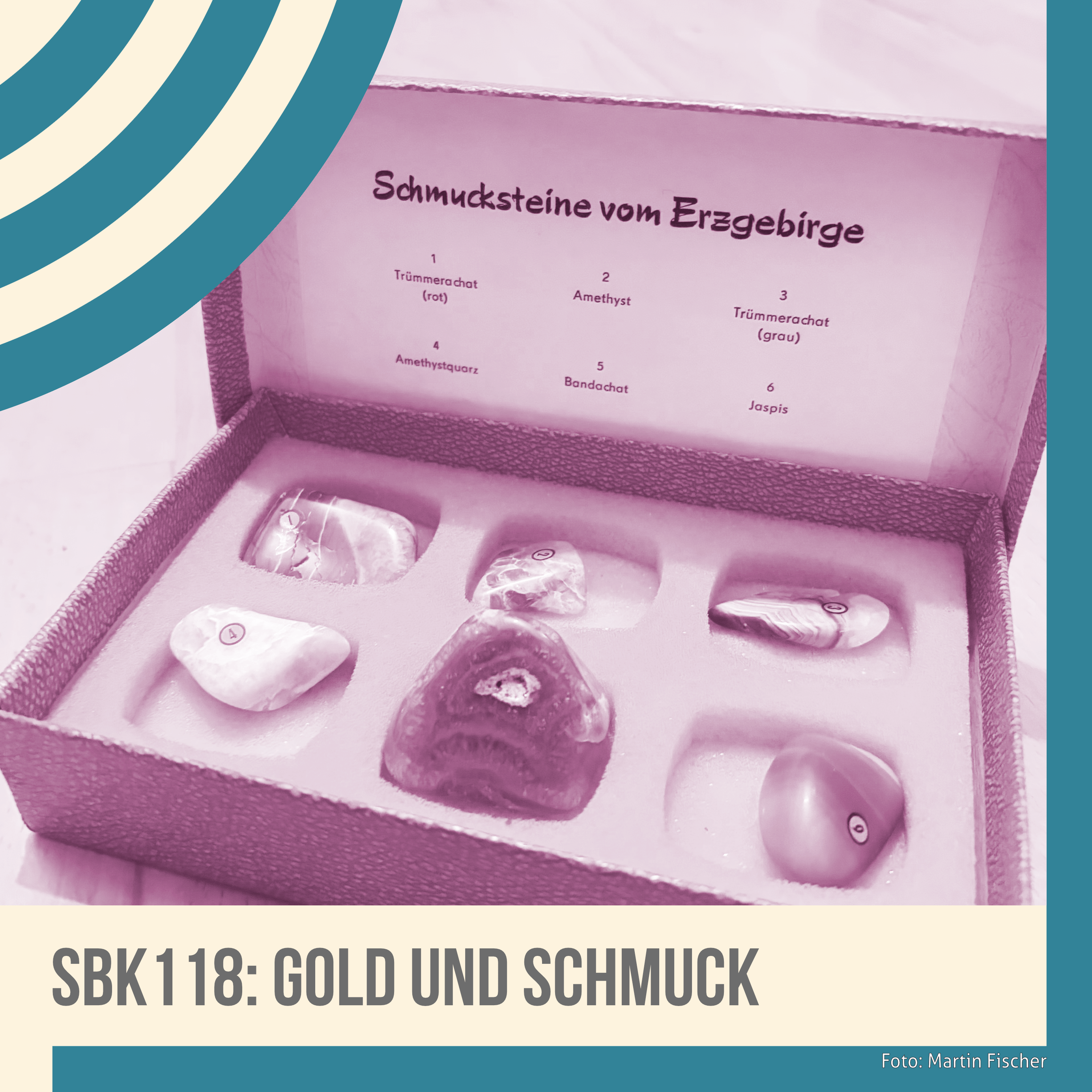 Das Cover zur aktuellen Folge zeigte eine kleine Sammlung von Schmucksteinen aus dem Erzgebirge in einer Pappbox