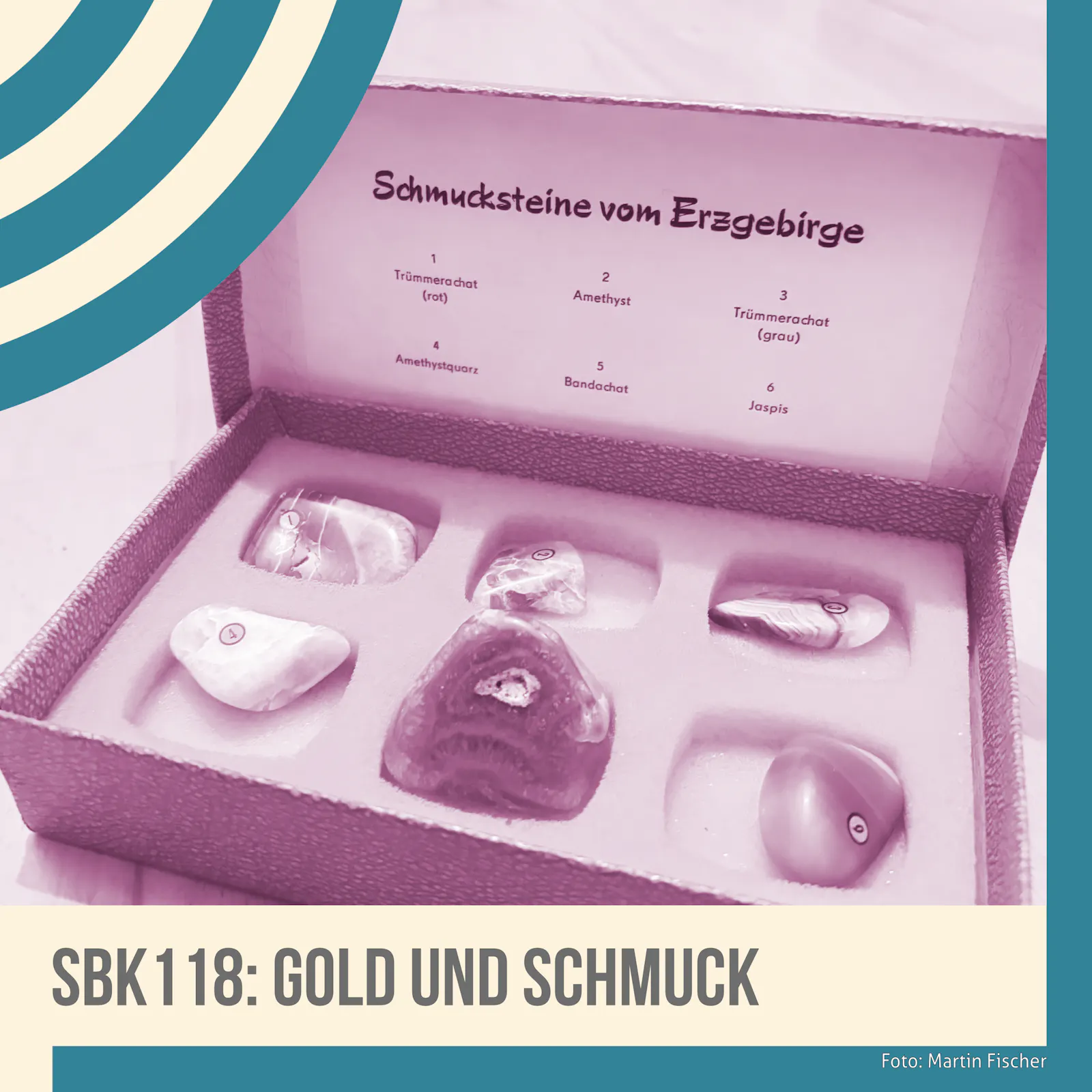 Das Cover zur aktuellen Folge zeigte eine kleine Sammlung von Schmucksteinen aus dem Erzgebirge in einer Pappbox