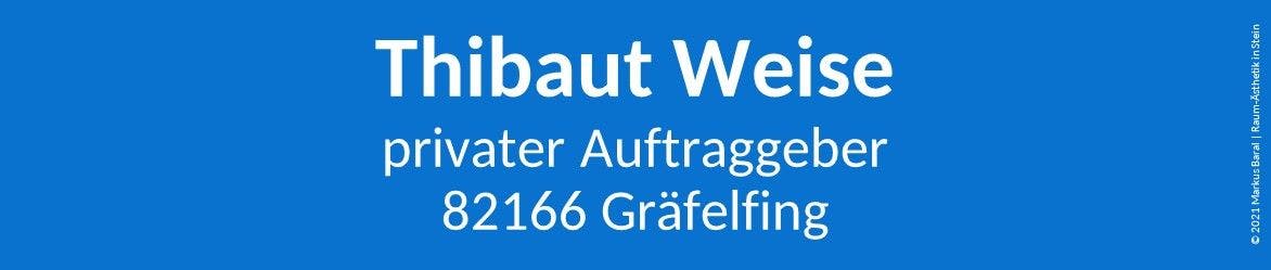 Text auf blauem Grund: Privater Auftraggeber aus 82166 Gräfelfing