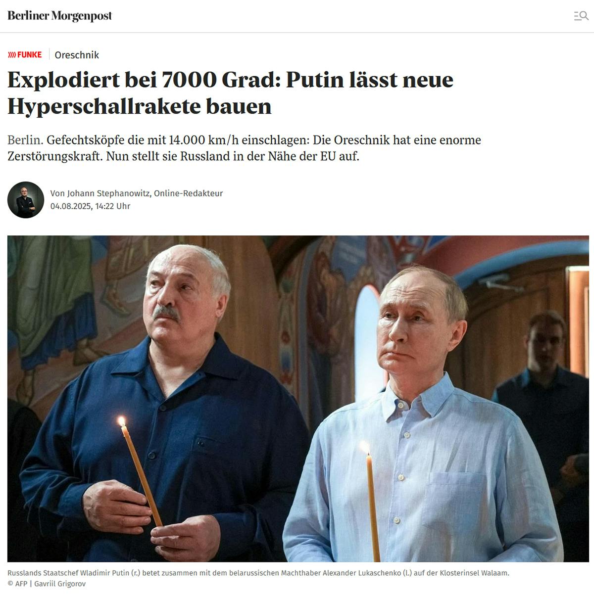 Screenshot der Meldung