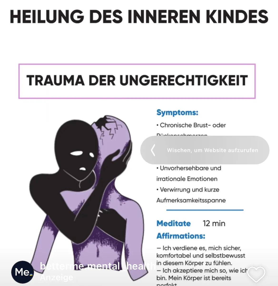 Werbegrafik, in der eine schaurige schwarze Gestalt eine zerbrochene lila Gestalt umfasst