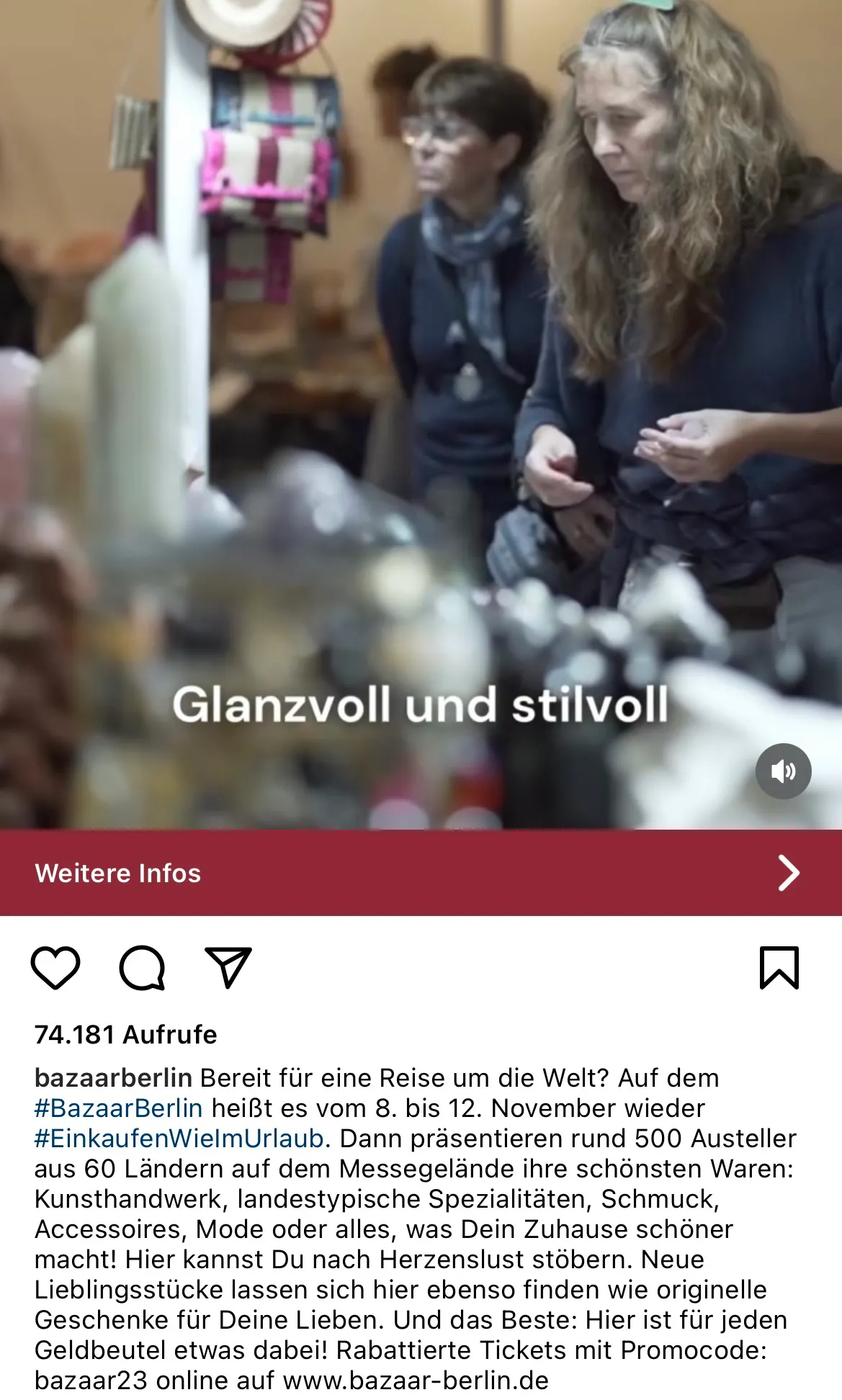 Werbung mit zahlreichen Exotismen für den BAZAAR BERLIN
