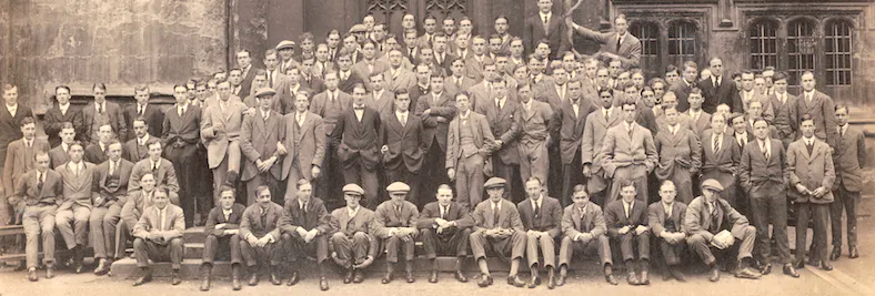J.R.R. Tolkien and other undergraduates at Exeter College, Oxford, in June 1914 (Photo courtesy of Exeter College)