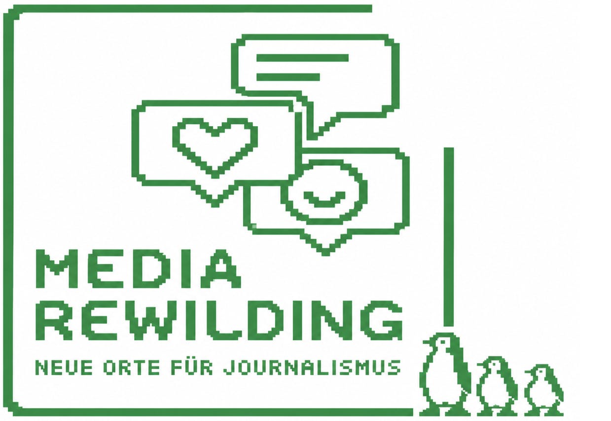 Media-Reilding-Logo im Game-Boy-Stil mit Pinguinen