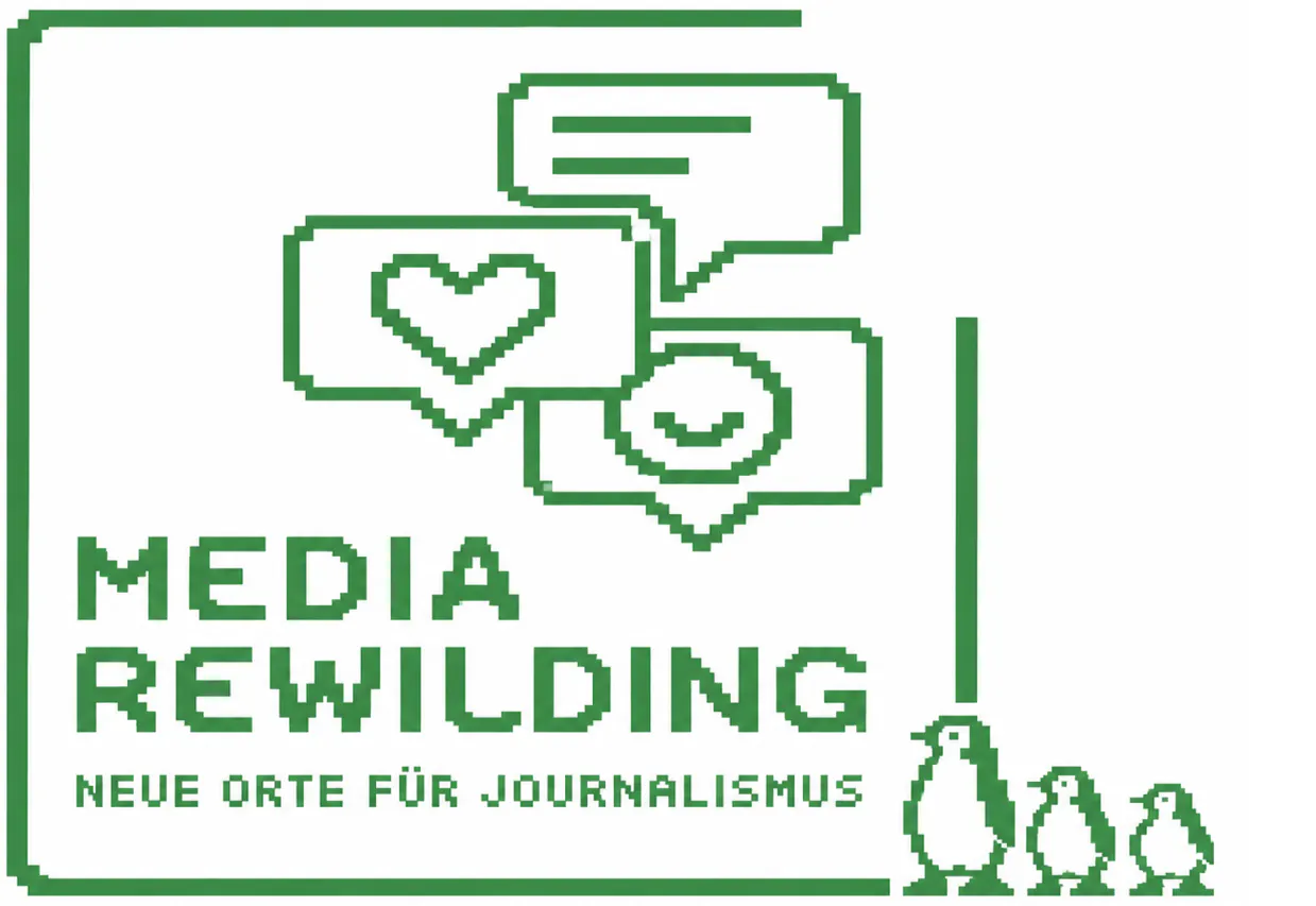 Media-Reilding-Logo im Game-Boy-Stil mit Pinguinen