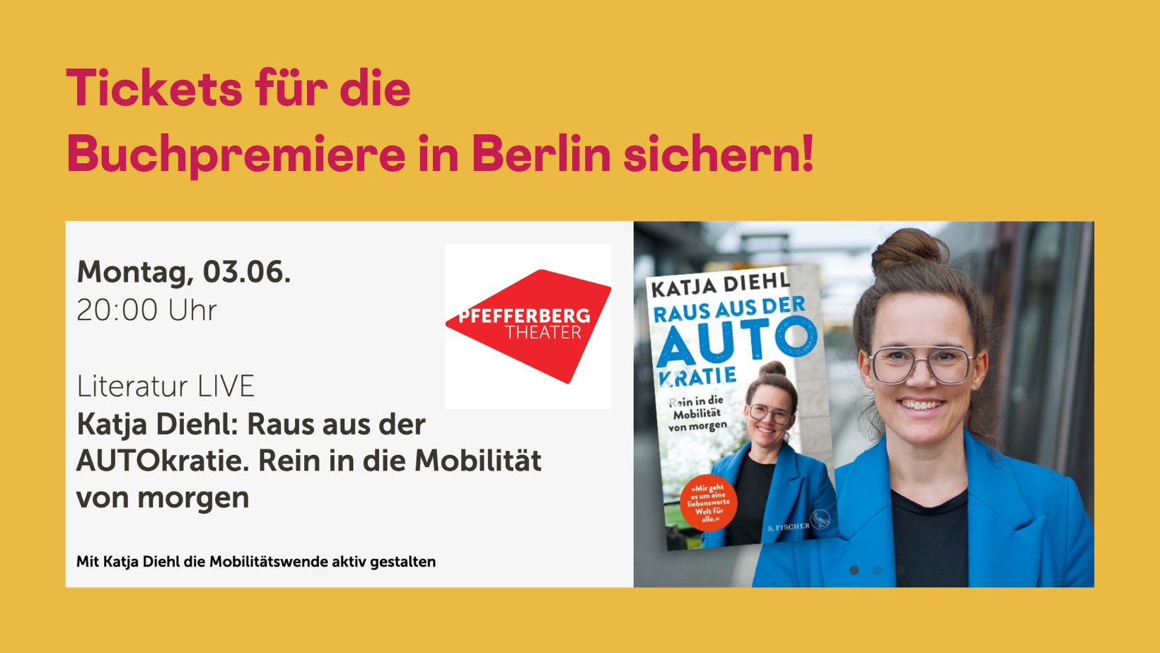 Sharepic für die Tickets zu meiner Buchpremiere am 3.6. in Berlin im Pfefferbergtheater.