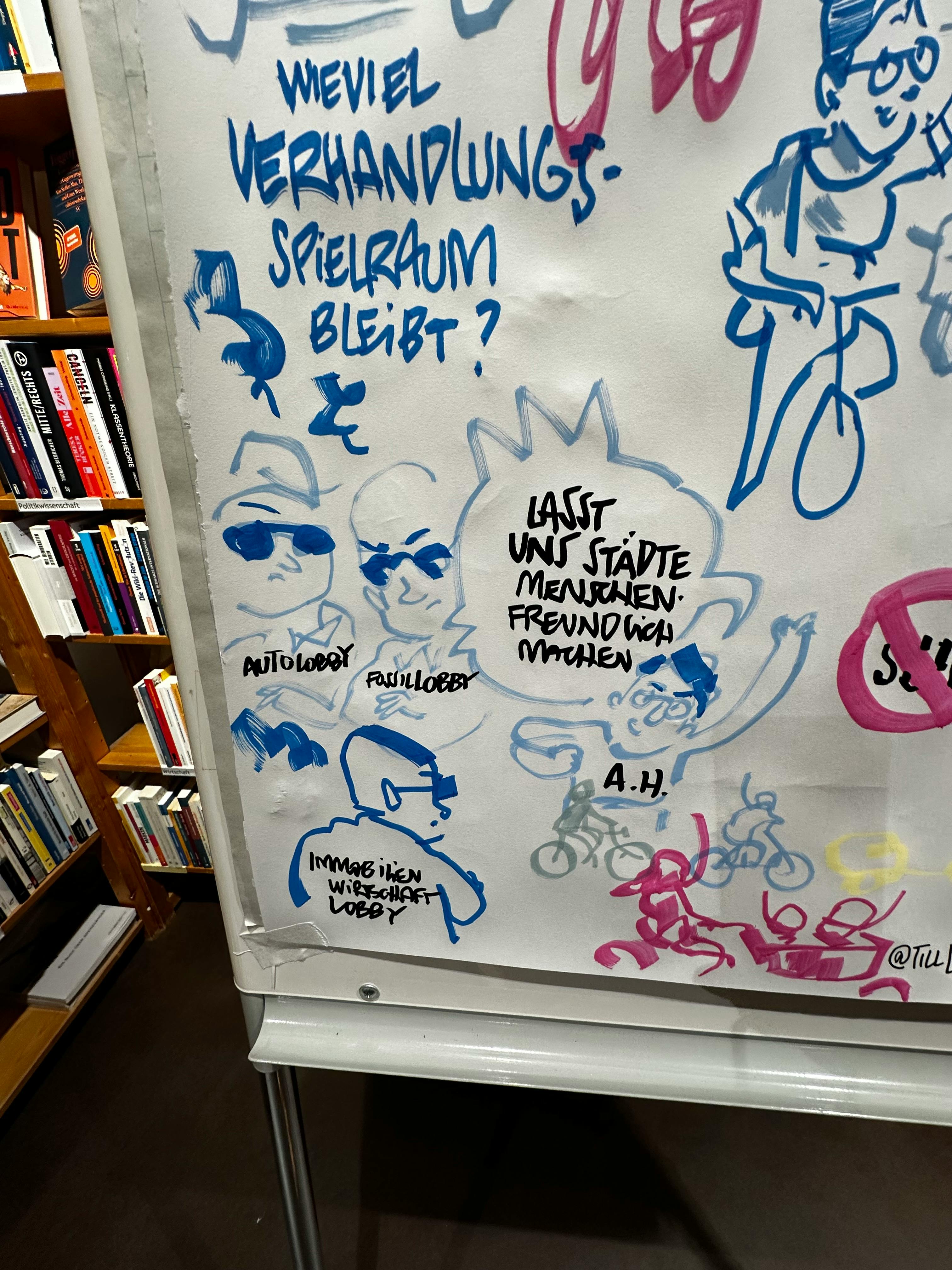 Auszug der Sketchnote. Lasst uns die Städte menschenfreundlicher machen!