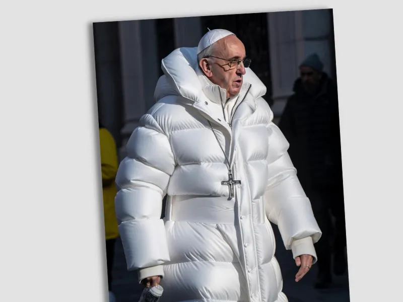 KI-generiertes Bild: der Papst im Daunenmantel