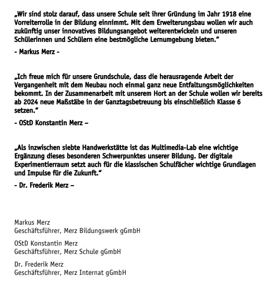 Zitate der Verantwortlichen von Merz Bildungswerk gGmbH, Merz Schule gGmbH und Merz Internat gGmbH
