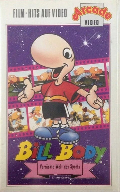 A German language VHS cover for Bill Body featuring the titular Bill with open arms and mouth agape.
