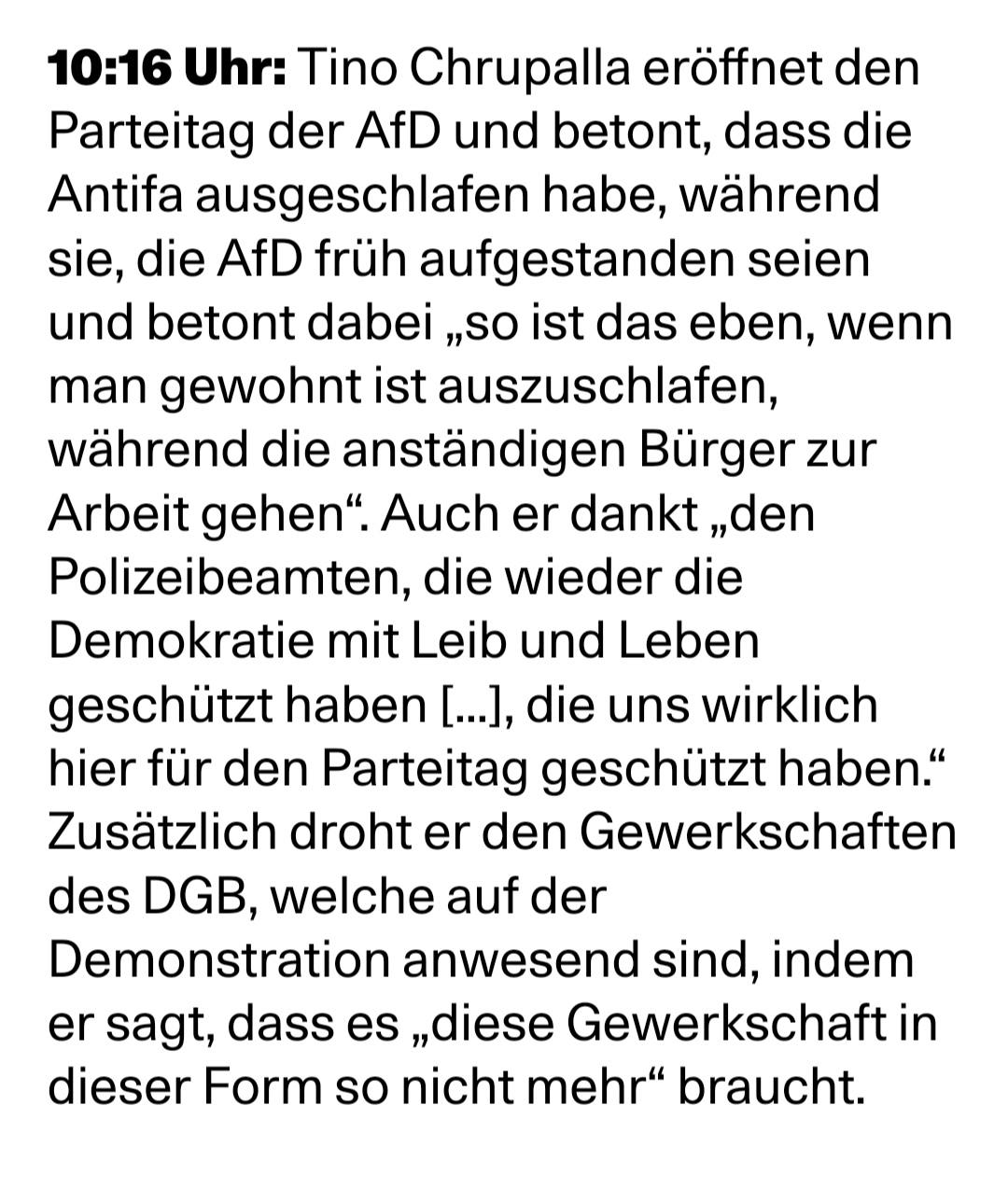 Zitat aus der Eröffnungsrede von Chrupalla, AfD-Parteitag Erfurt