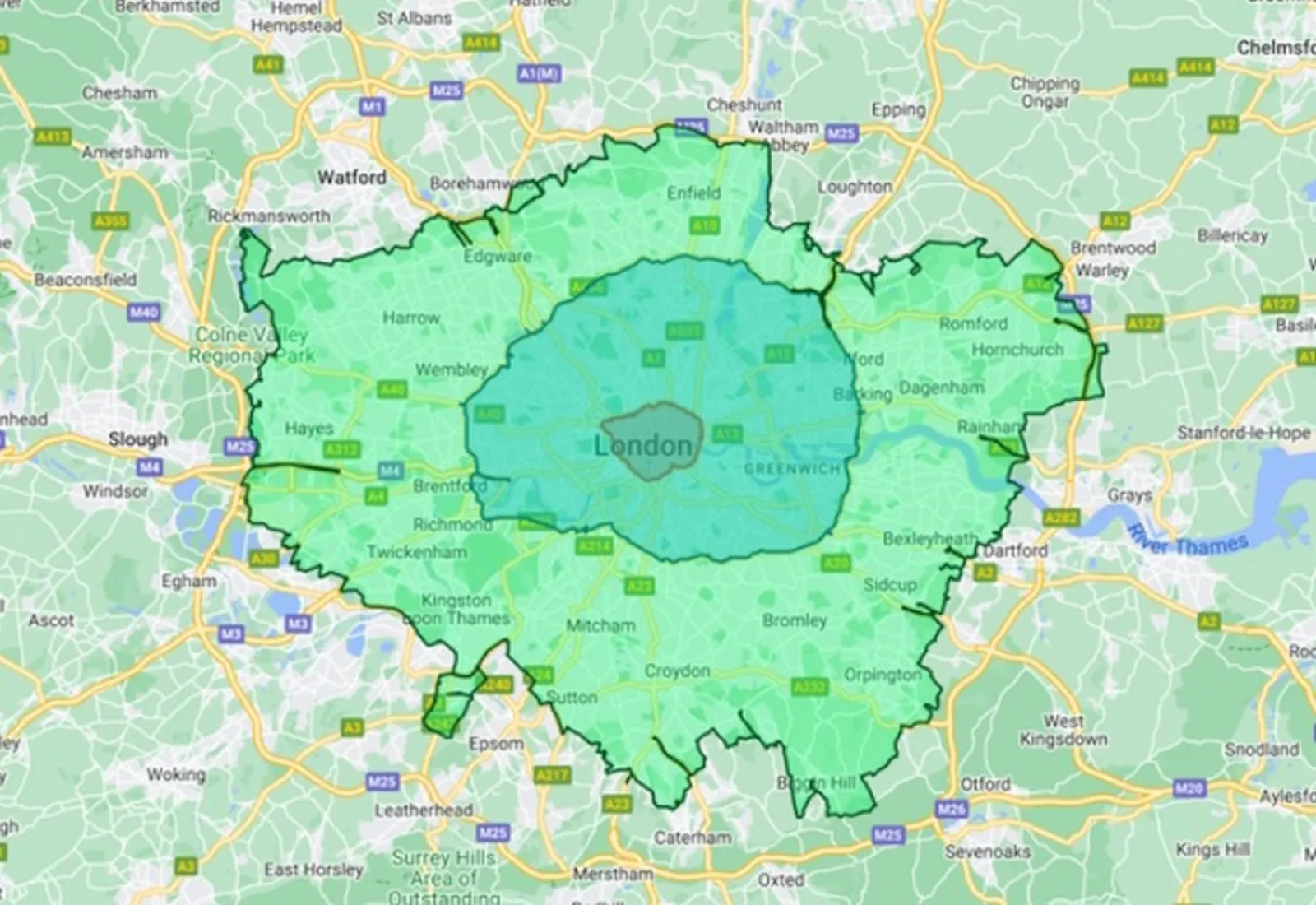 Map of expanded ULEZ