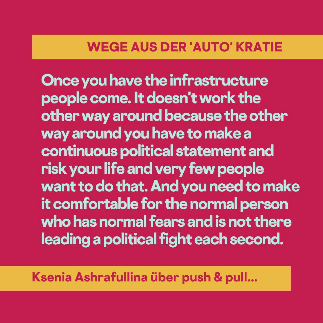 Once you have the infrastructure people come. It doesn't work the other way around because the other way around you have to make a continuous political statement and risk your life and very few people want to do that. And you need to make it comfortable for the normal person who has normal fears and is not there leading a political fight each second.