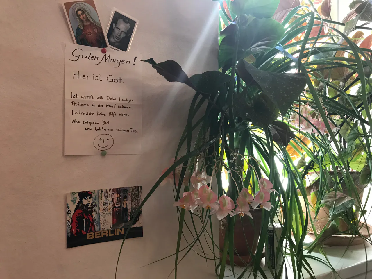 Detailbild mit Bildern und Blumen