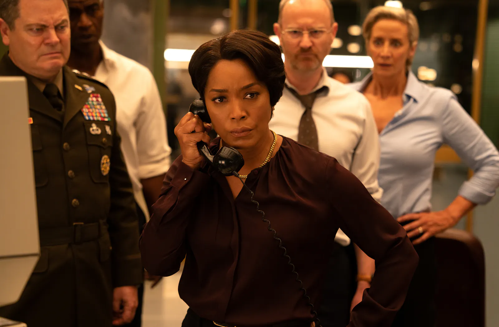 Nick Offerman, Charles Parnell, Angela Bassett, Mark Gatiss und Janet McTeer in MISSION: IMPOSSIBLE - THE FINAL RECKONING